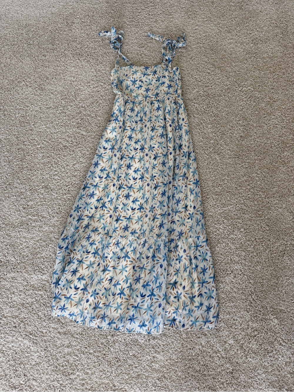 Vici Floral Blue and White Smocked Top